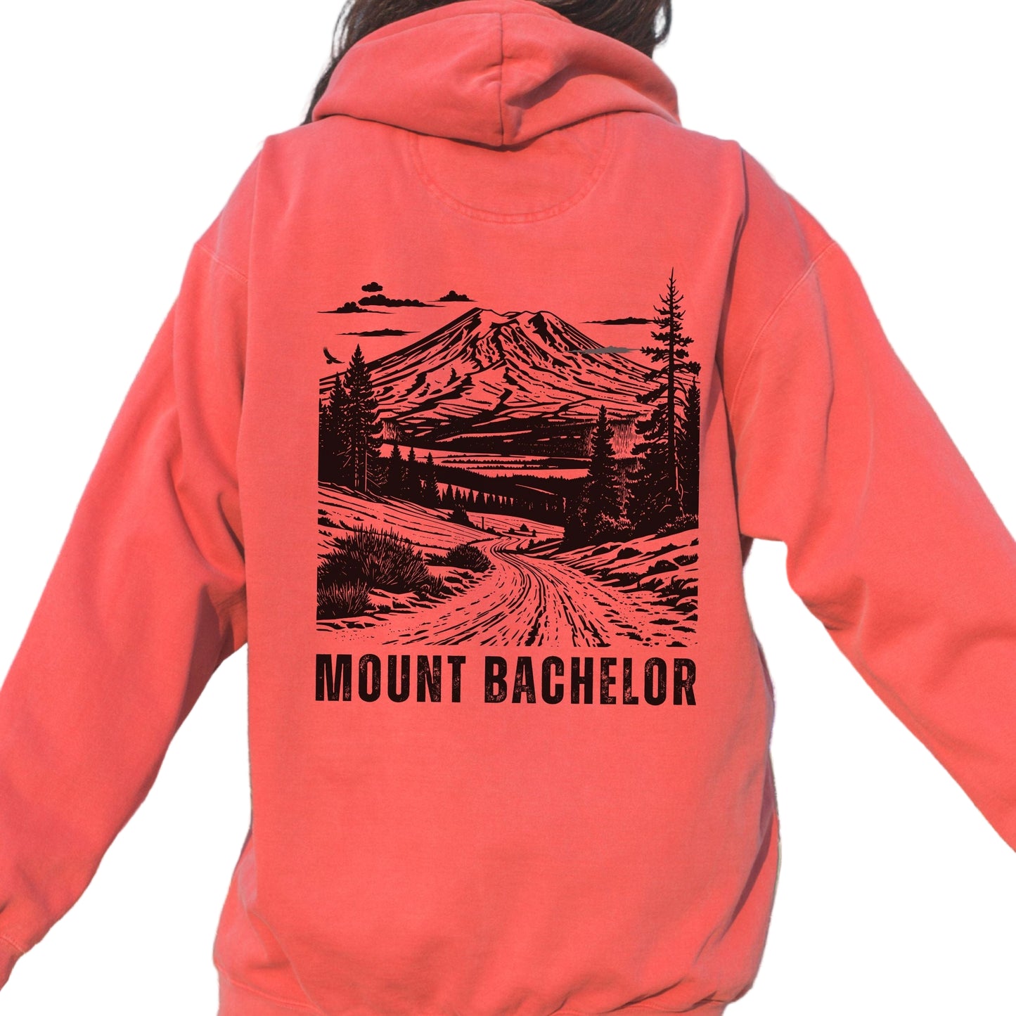 Mount Bachelor, Oregon, Back Design, Vintage Style Hoodie