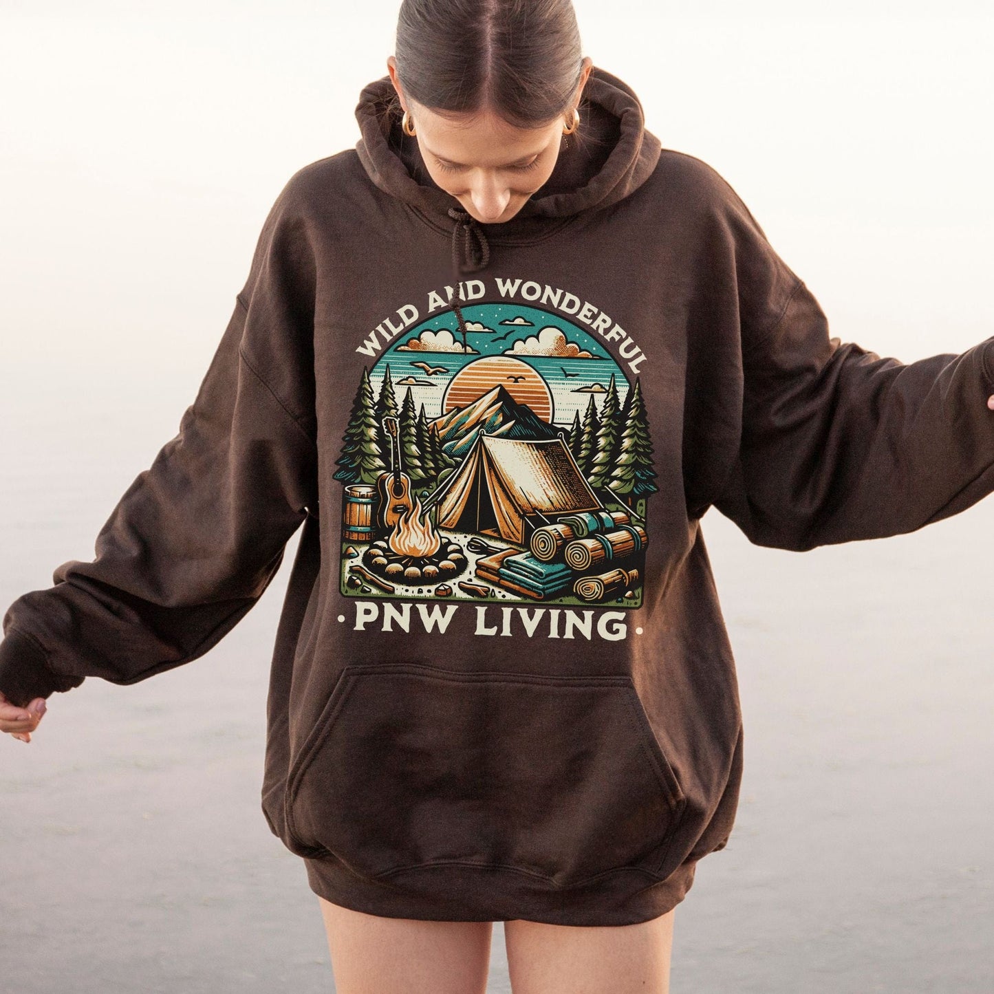 PNW Living, Camping Adventure, Softstyle Hoodie