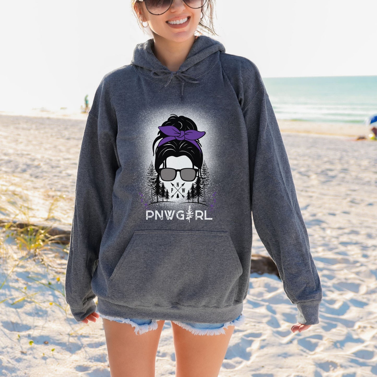 Purple Messy Bun, PNW Girl, Softstyle Hoodie