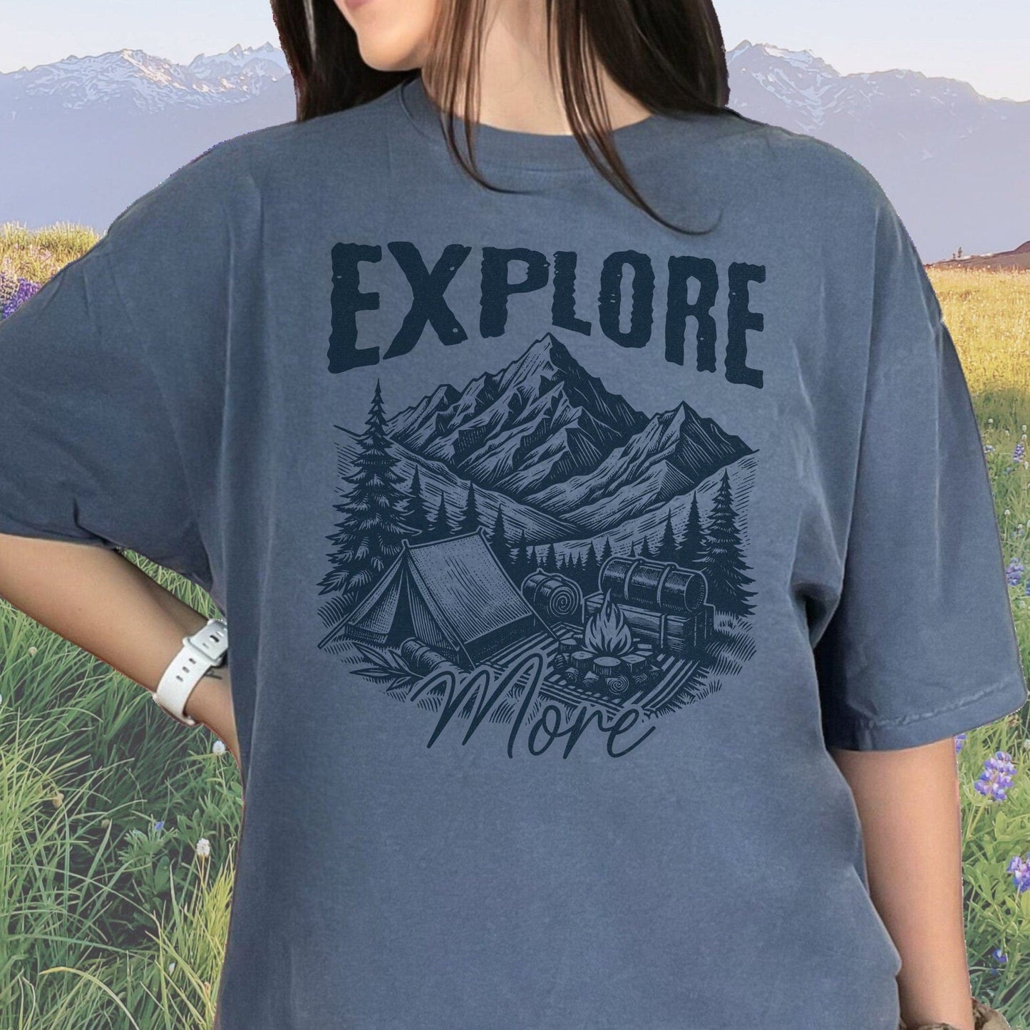 Explore More Camping, Vintage Style Tee