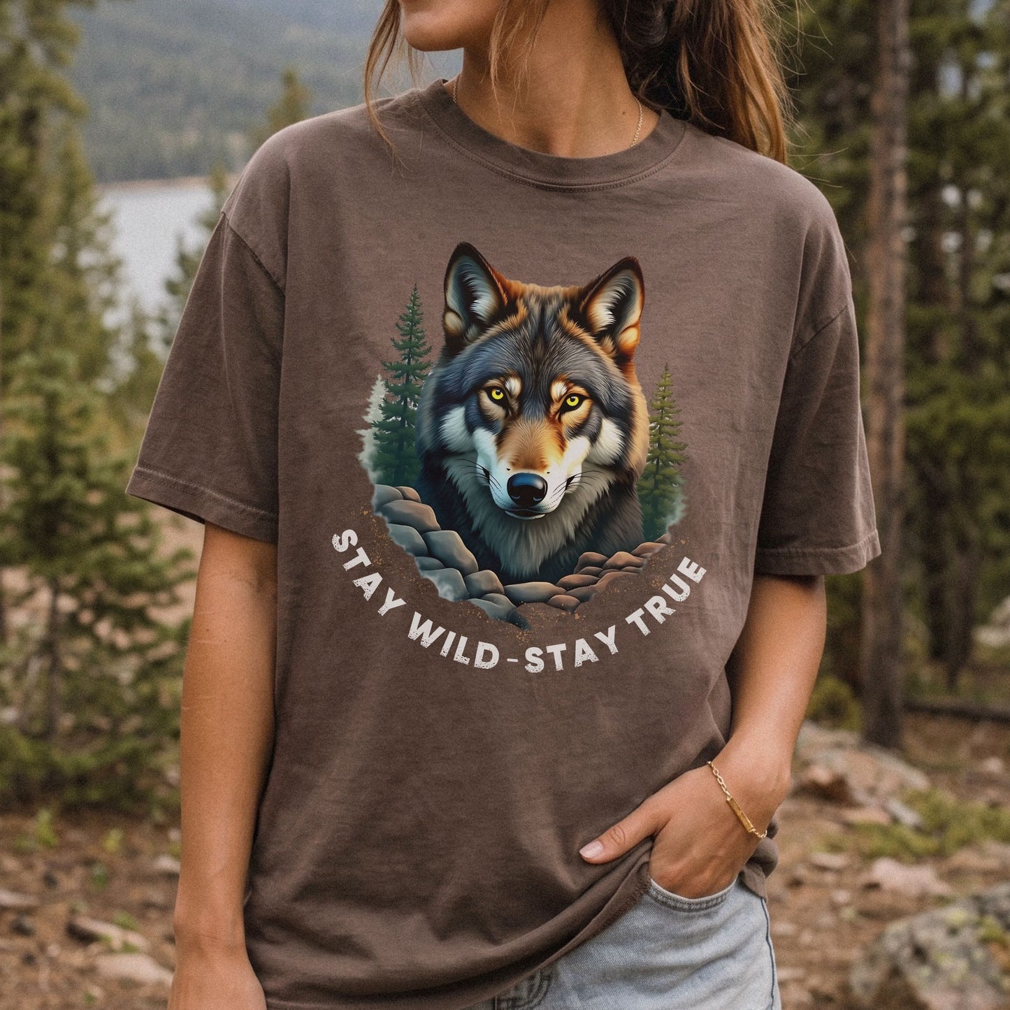 Stay Wild Stay True Wolf T-Shirt | Comfort Colors Wildlife Tee
