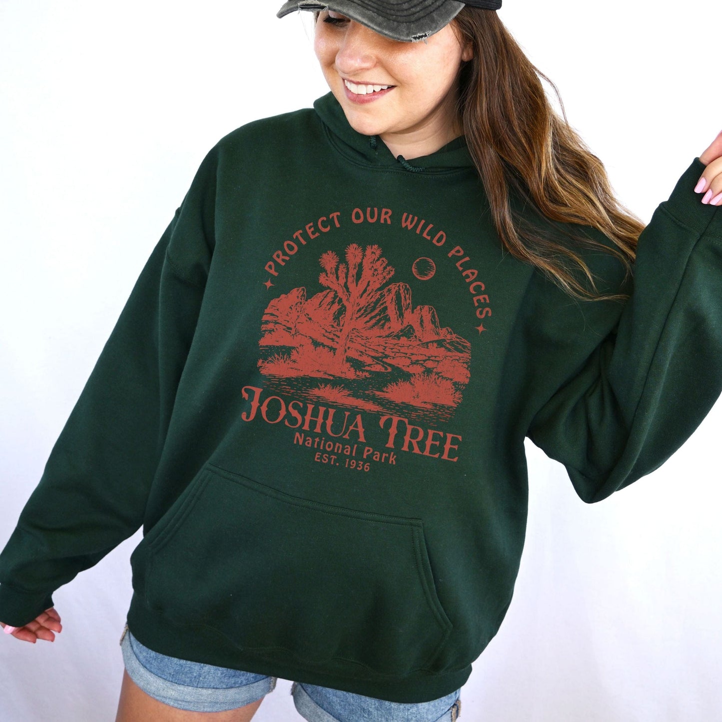 Joshua Tree National Park Hoodie — Red Graphic Softstyle Sweatshirt