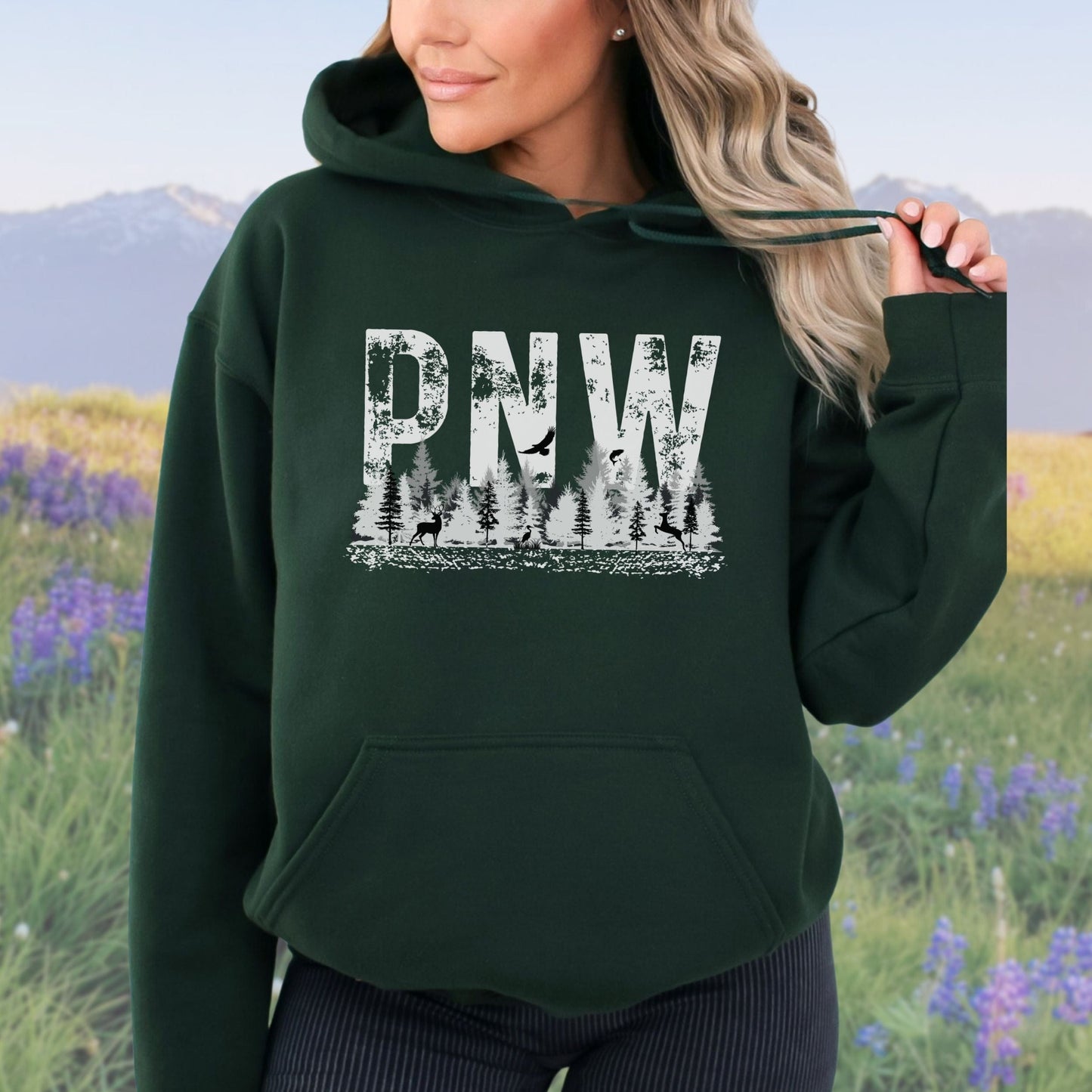 PNW Grunge Letters, Softstyle Hoodie