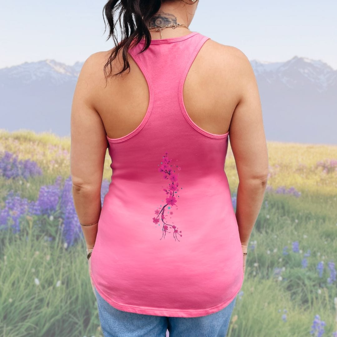 Skull and Cherry Blossoms Tank Top