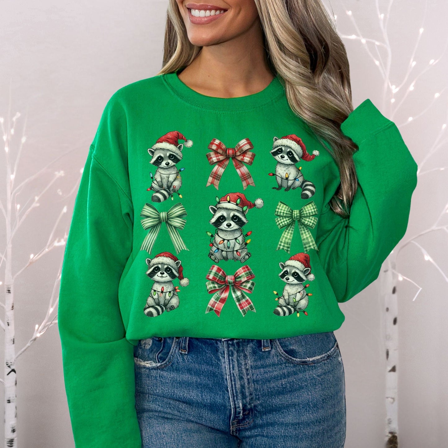 Coquette Raccoon Holiday Softstyle Sweatshirt