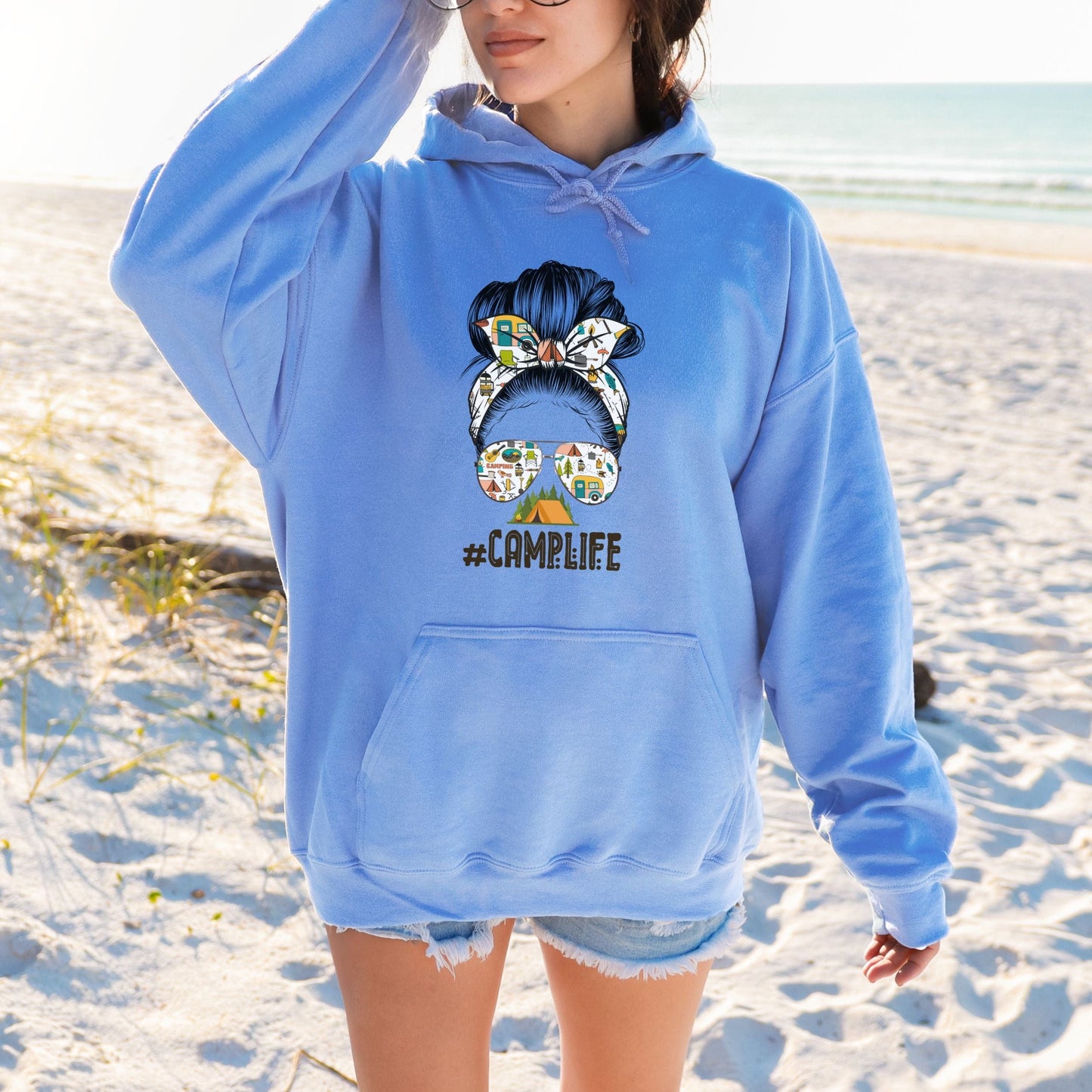 Messy Bun, Camp Life, Softstye Hoodie