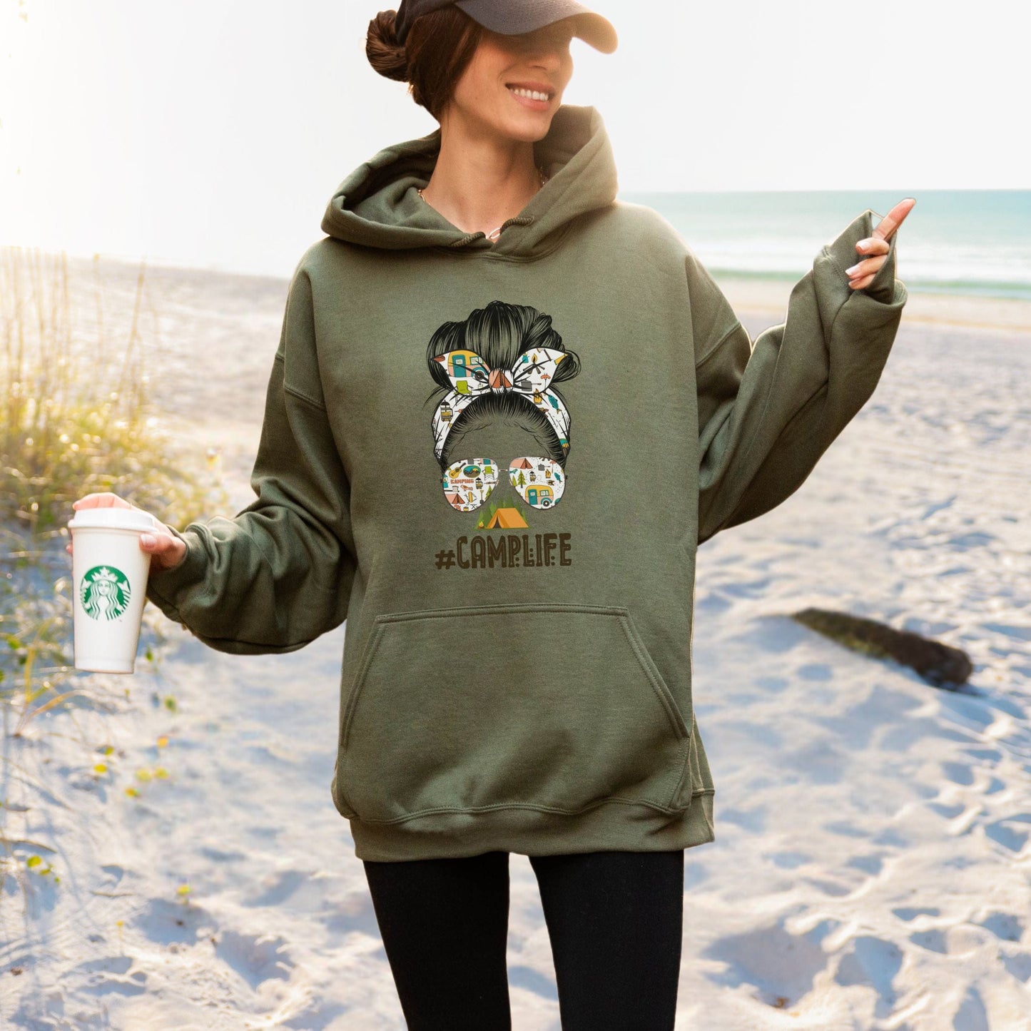 Messy Bun, Camp Life, Softstye Hoodie