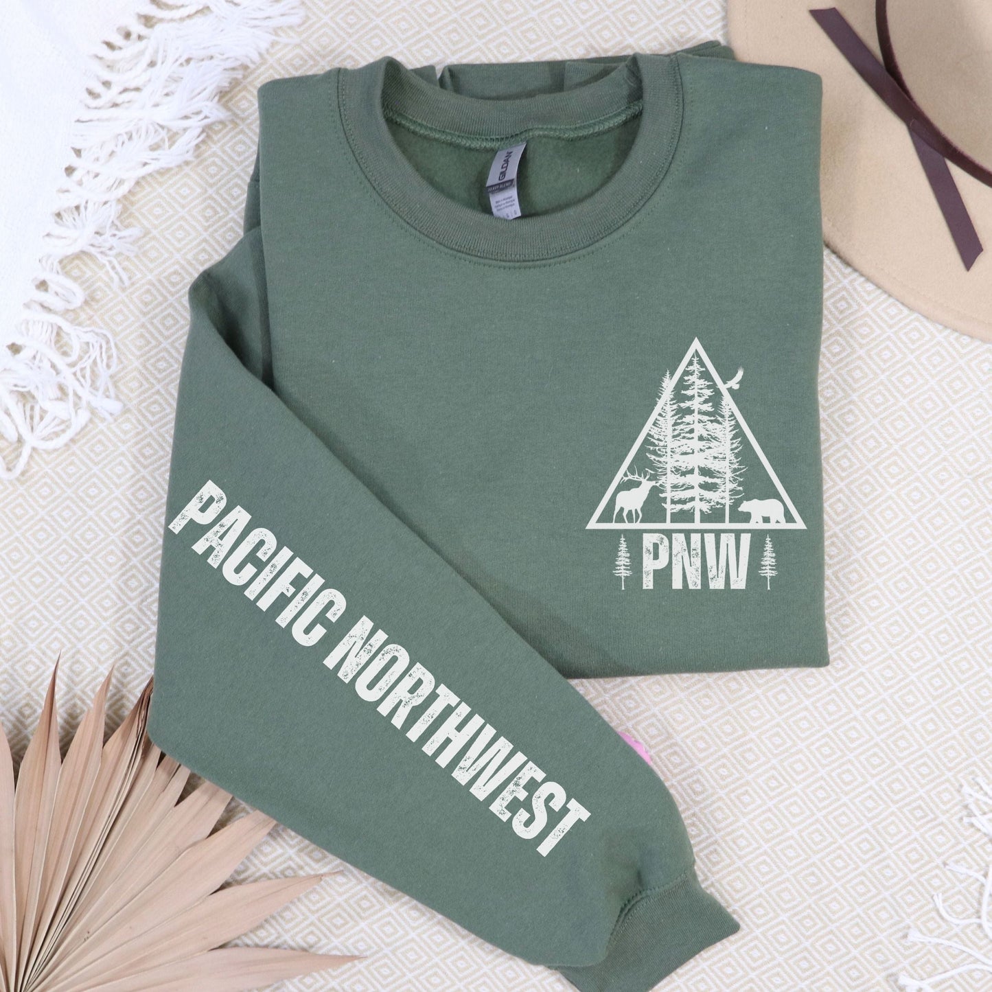 PNW Wilderness, Pocket & Sleeve, Softstyle Sweatshirt