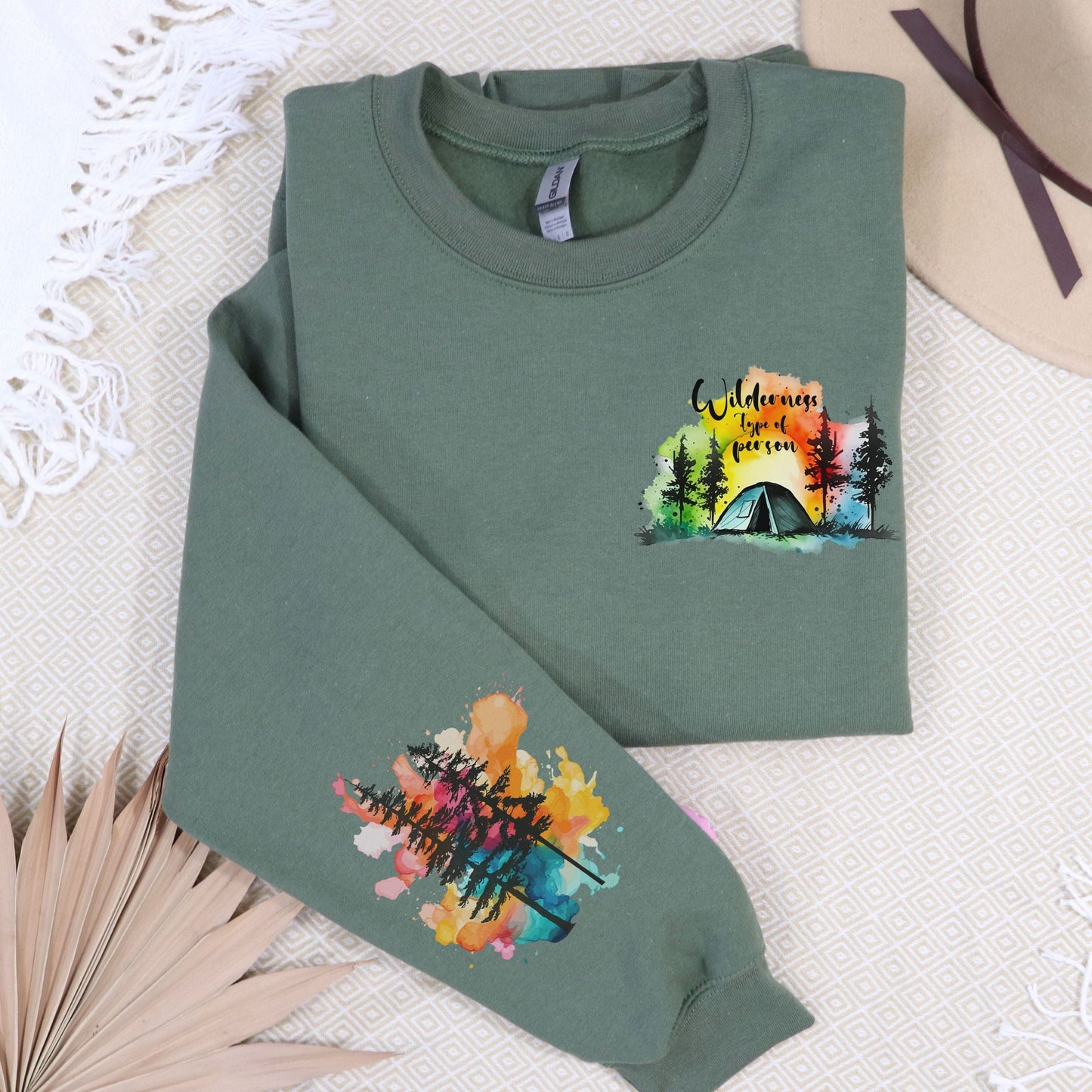 Wilderness Person, Pocket and Sleeve Design, Softstyle Sweatshirt