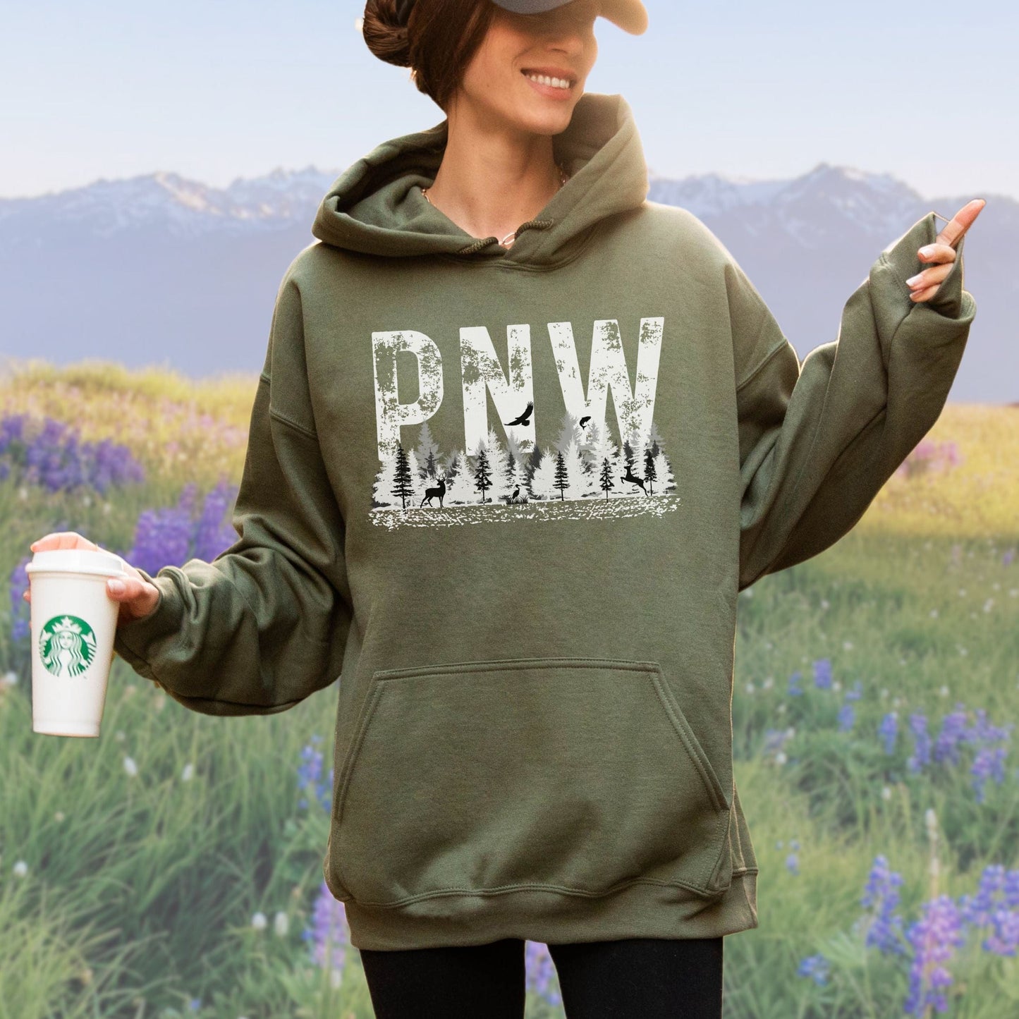 PNW Grunge Letters, Softstyle Hoodie