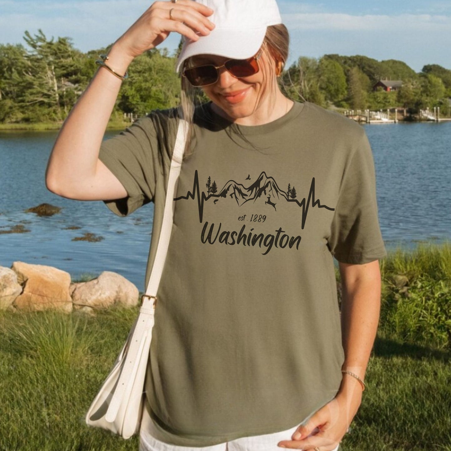 Washington Mountain Heartbeat Graphic Tee | PNW Nature Shirt