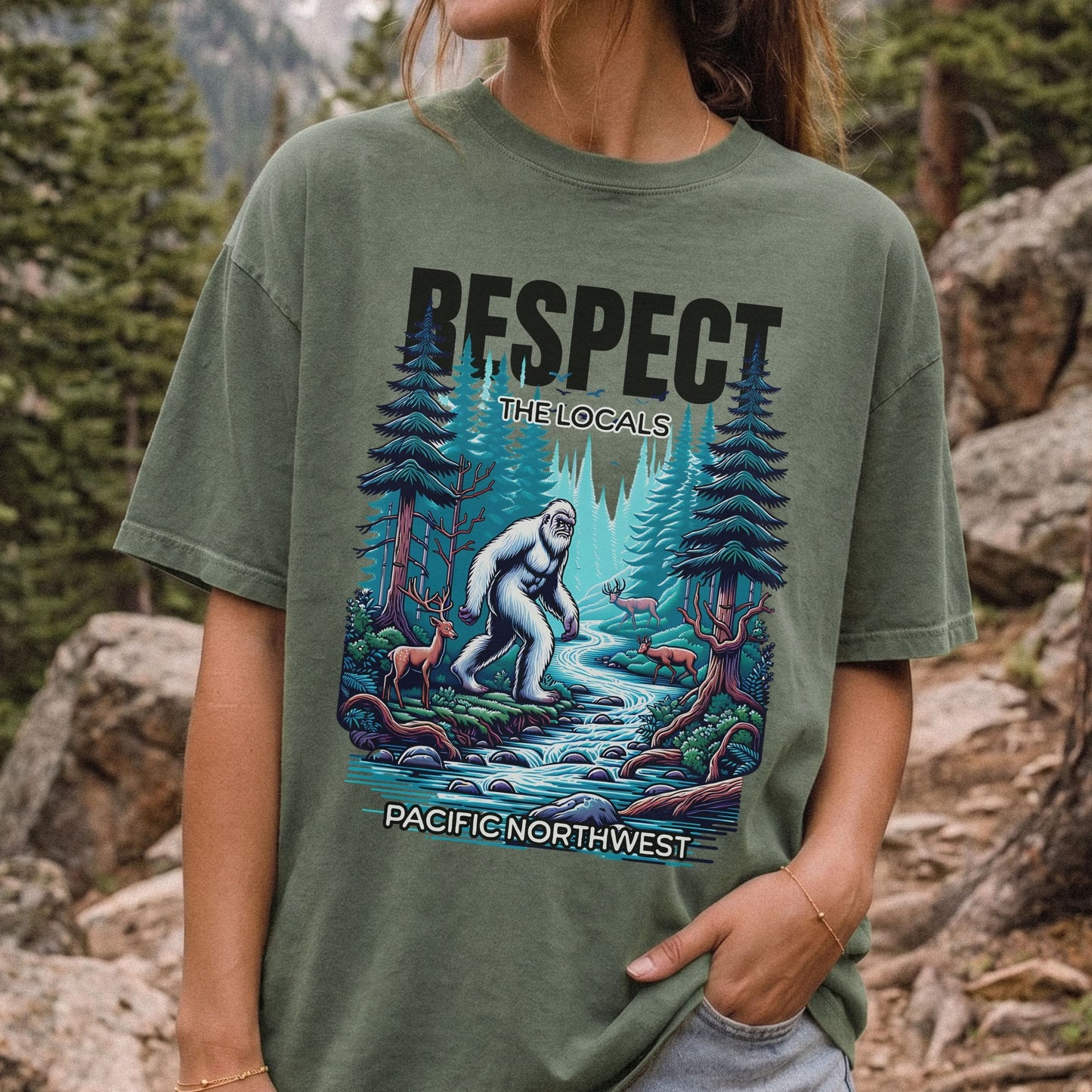 PNW Respect the Locals Sasquatch Vintage Tee | Comfort Colors