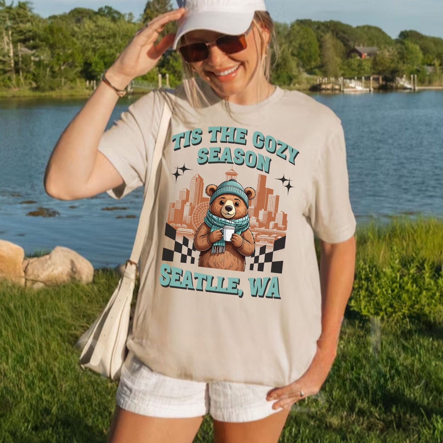 Seattle Cozy Season Bear, Softstyle Tee