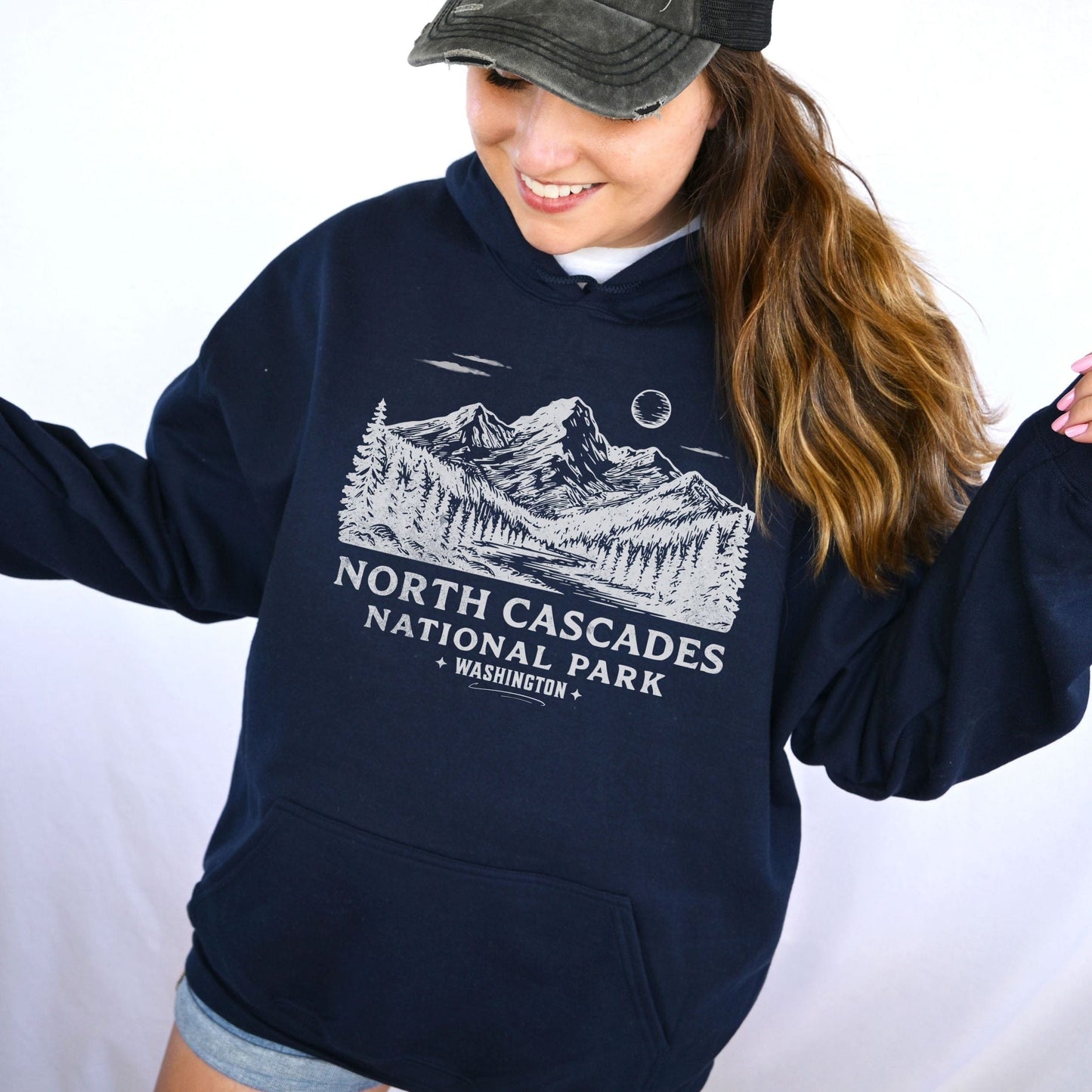 North Cascades Washington Hoodie — Adventure Lovers Softstyle Sweatshirt