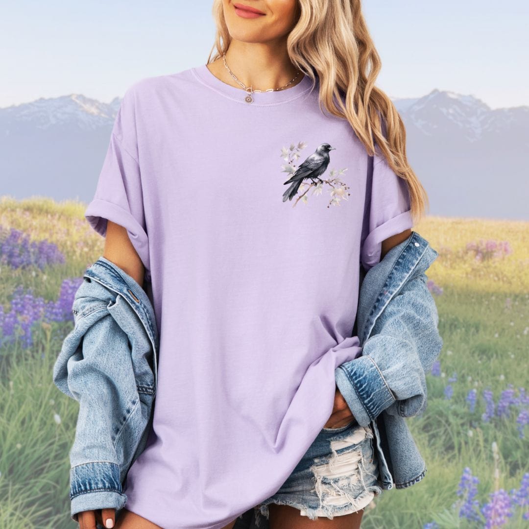 Floral Pocket Crow, Vintage Style Tee