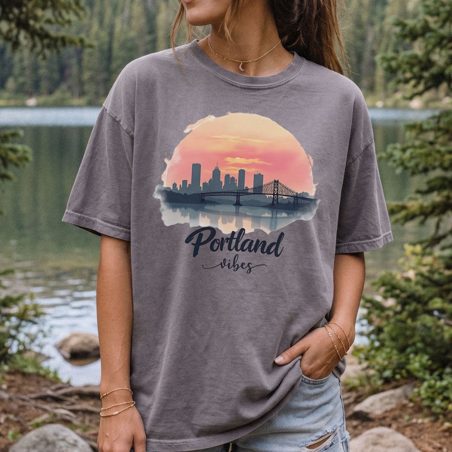 Portland Oregon Sunset Shirt | Comfort Colors Skyline City