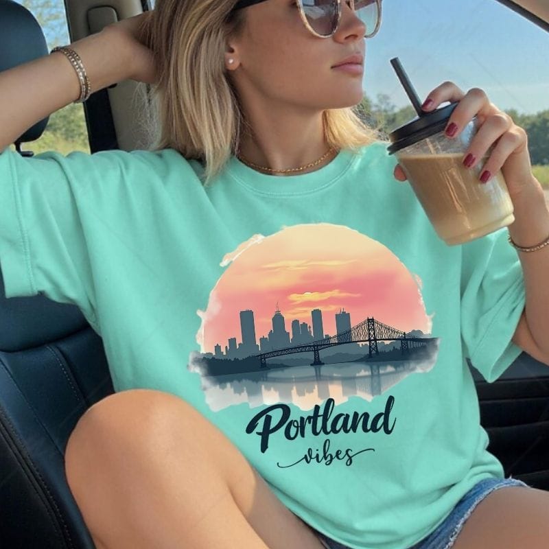 Portland Oregon Sunset Shirt | Comfort Colors Skyline City