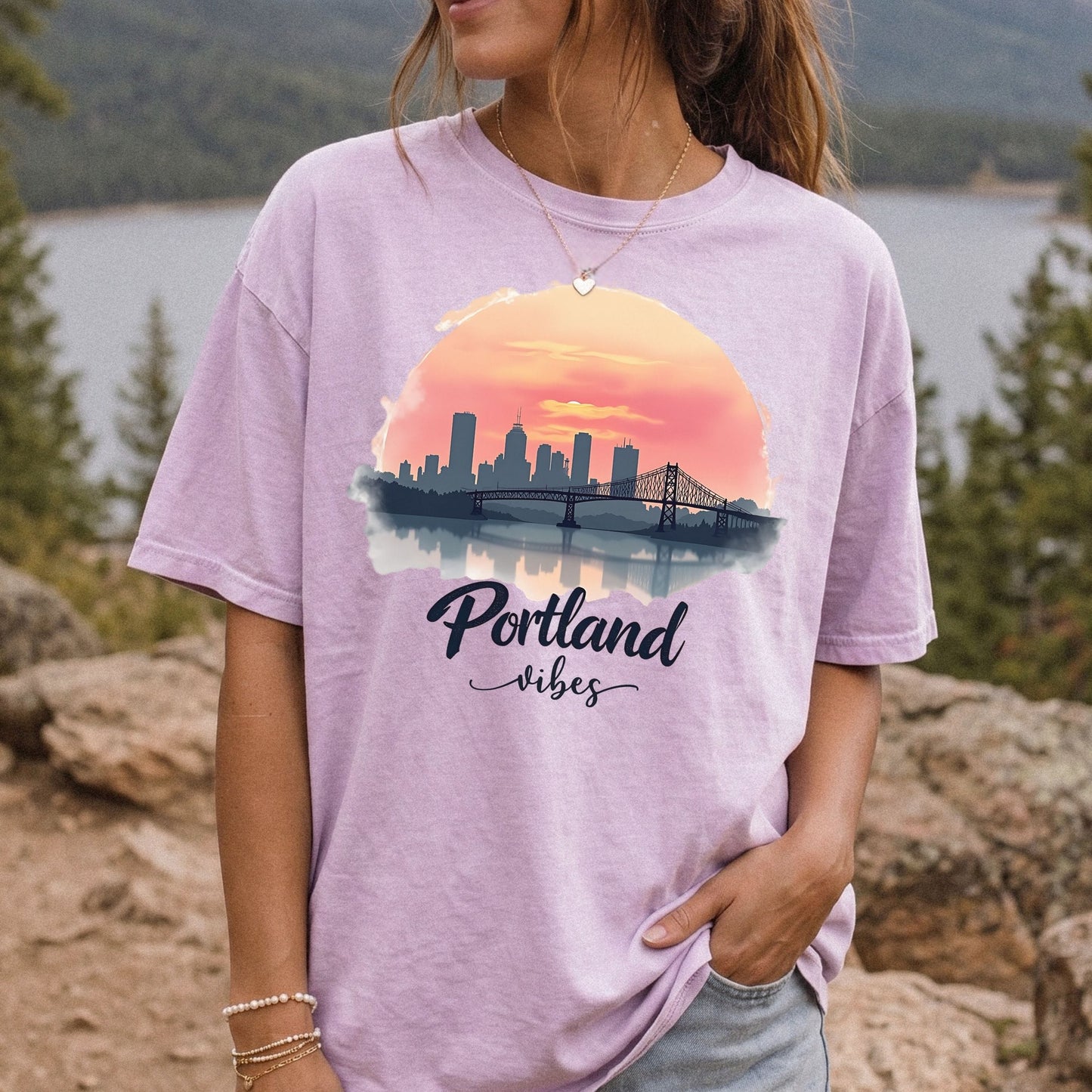 Portland Oregon Sunset Shirt | Comfort Colors Skyline City