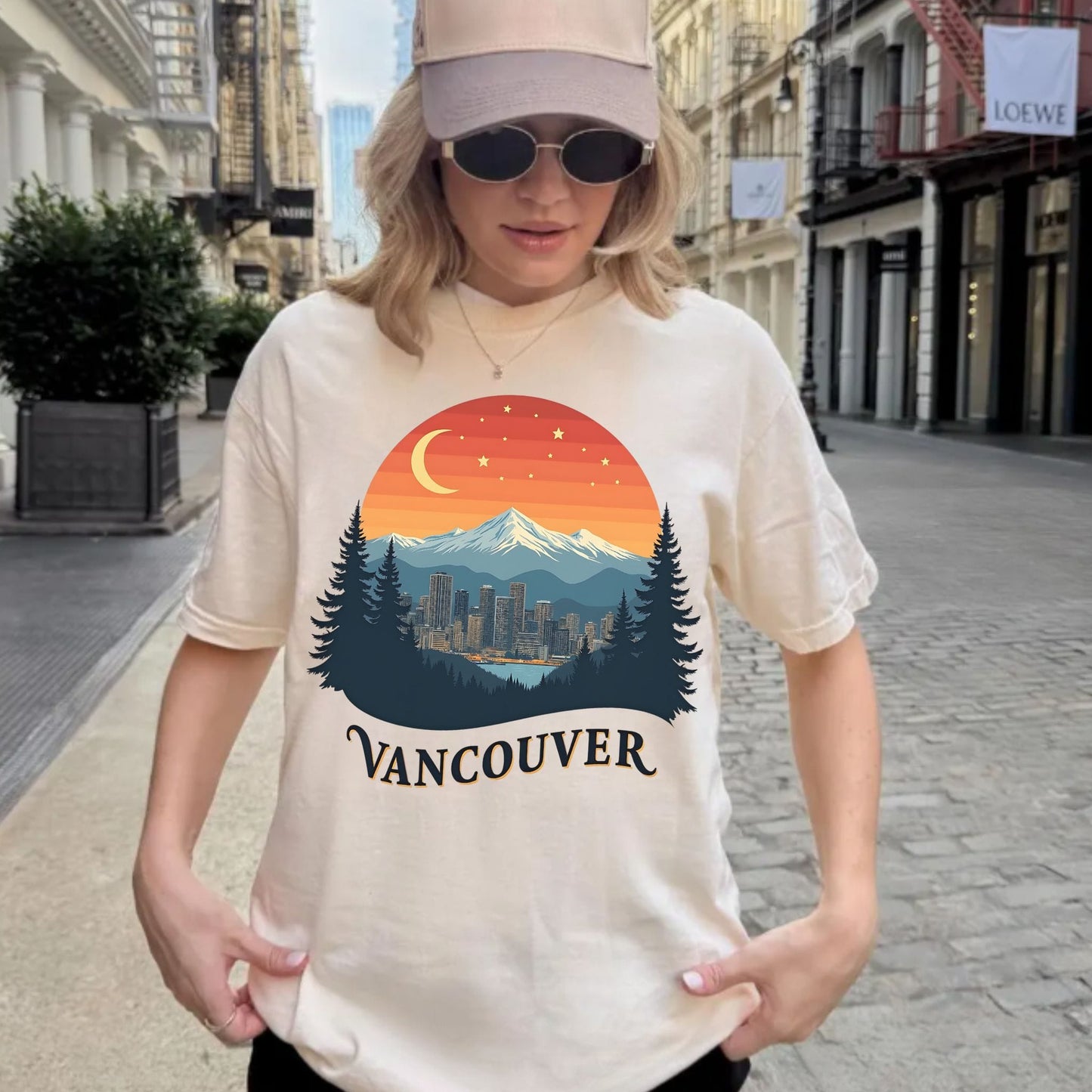 Retro Vancouver BC Skyline Graphic Tee | Comfort Colors Vintage Shirt