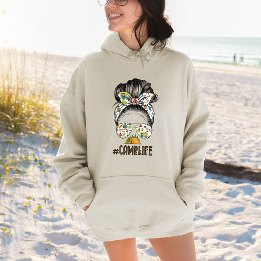 Messy Bun, Camp Life, Softstye Hoodie