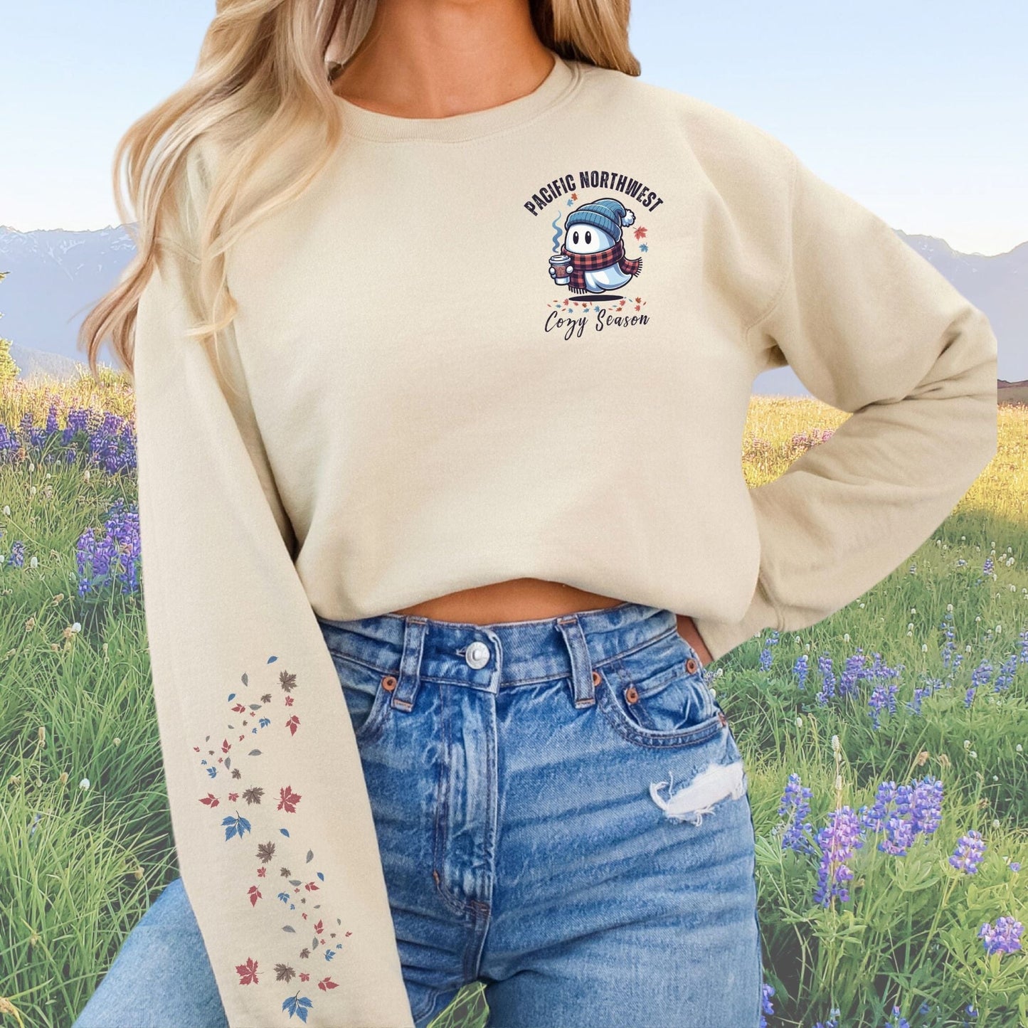 Pacific Northwest Cozy Season, Pocket Ghost, Softstyle Sweatshirt