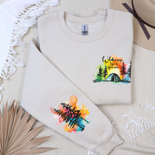 Wilderness Person, Pocket and Sleeve Design, Softstyle Sweatshirt