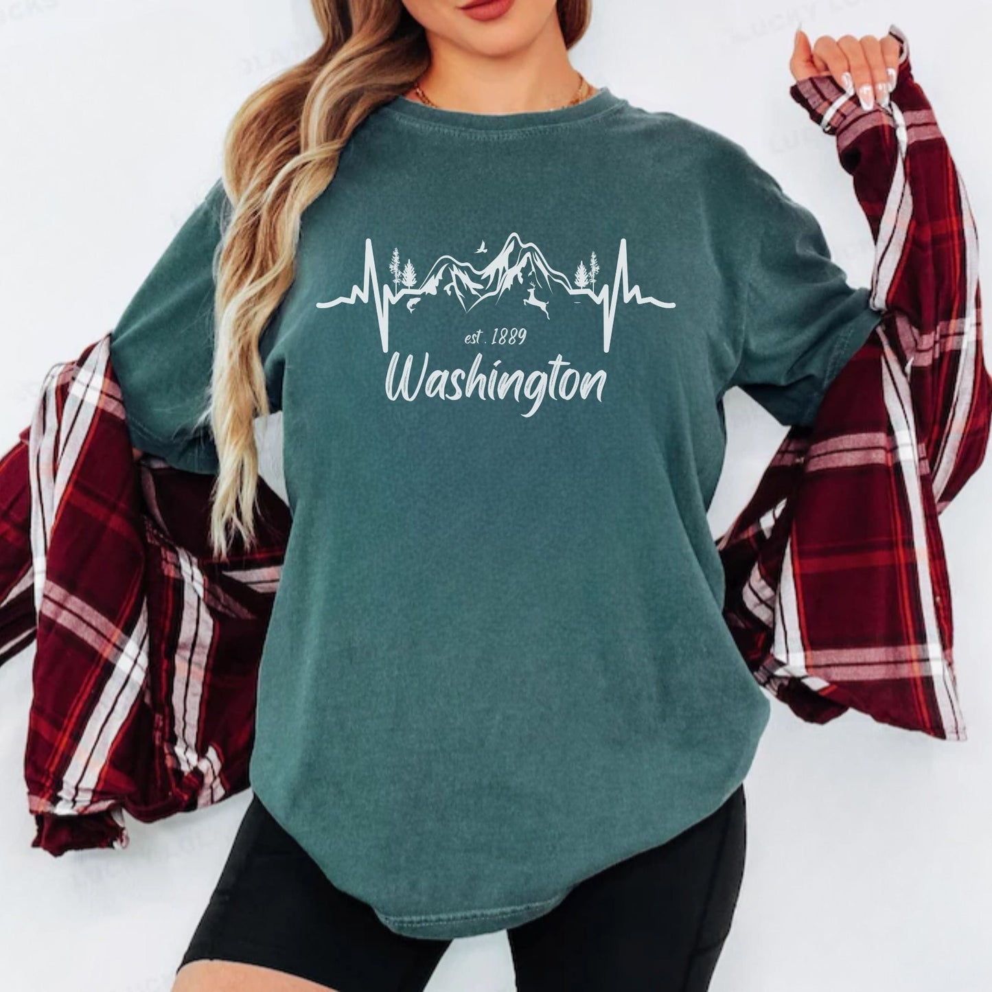 Washington Mountain Heartbeat Graphic Tee | PNW Nature Shirt
