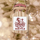 Vintage Style Seattle Octopus Christmas Sled Ornament, PNW Travel Gift