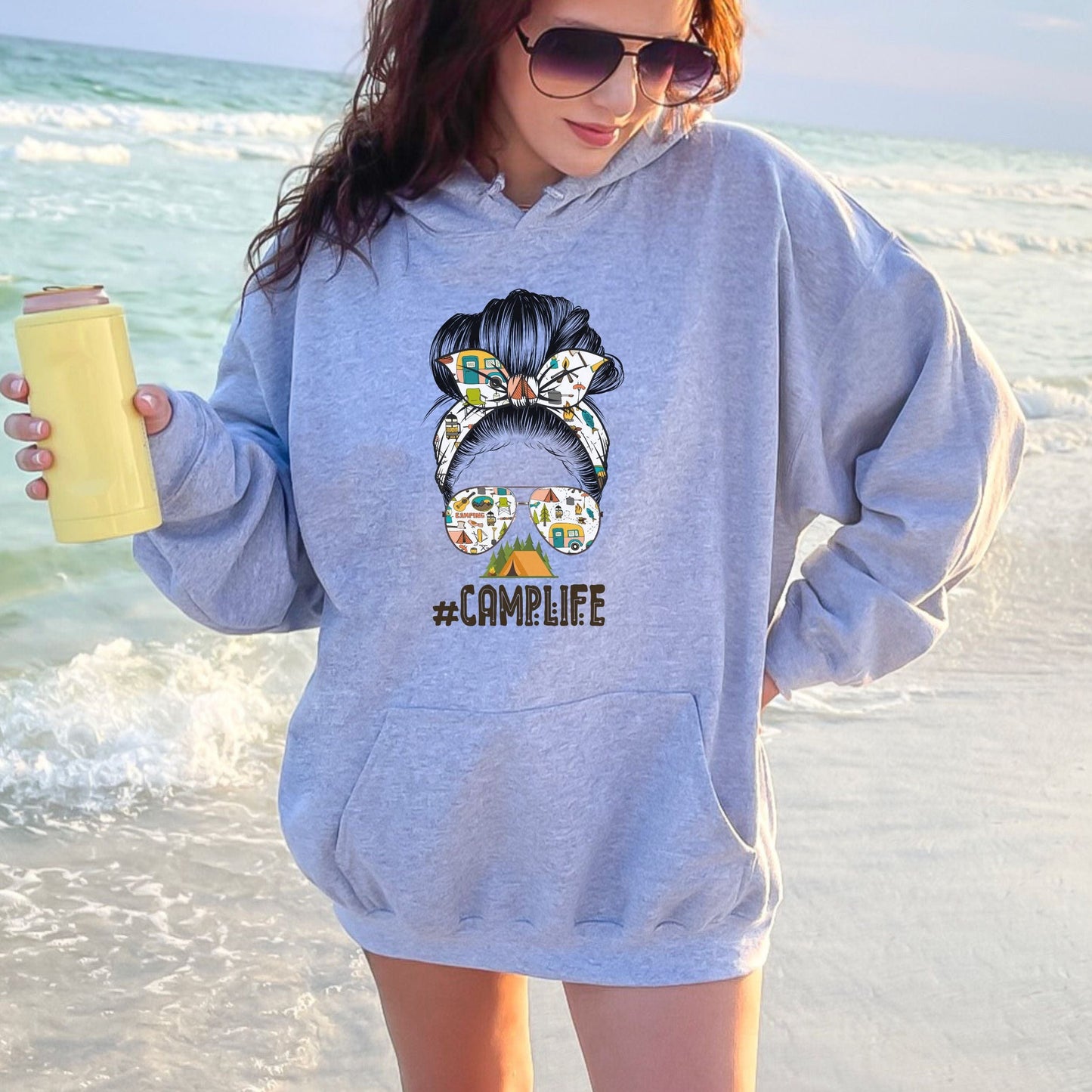 Messy Bun, Camp Life, Softstye Hoodie