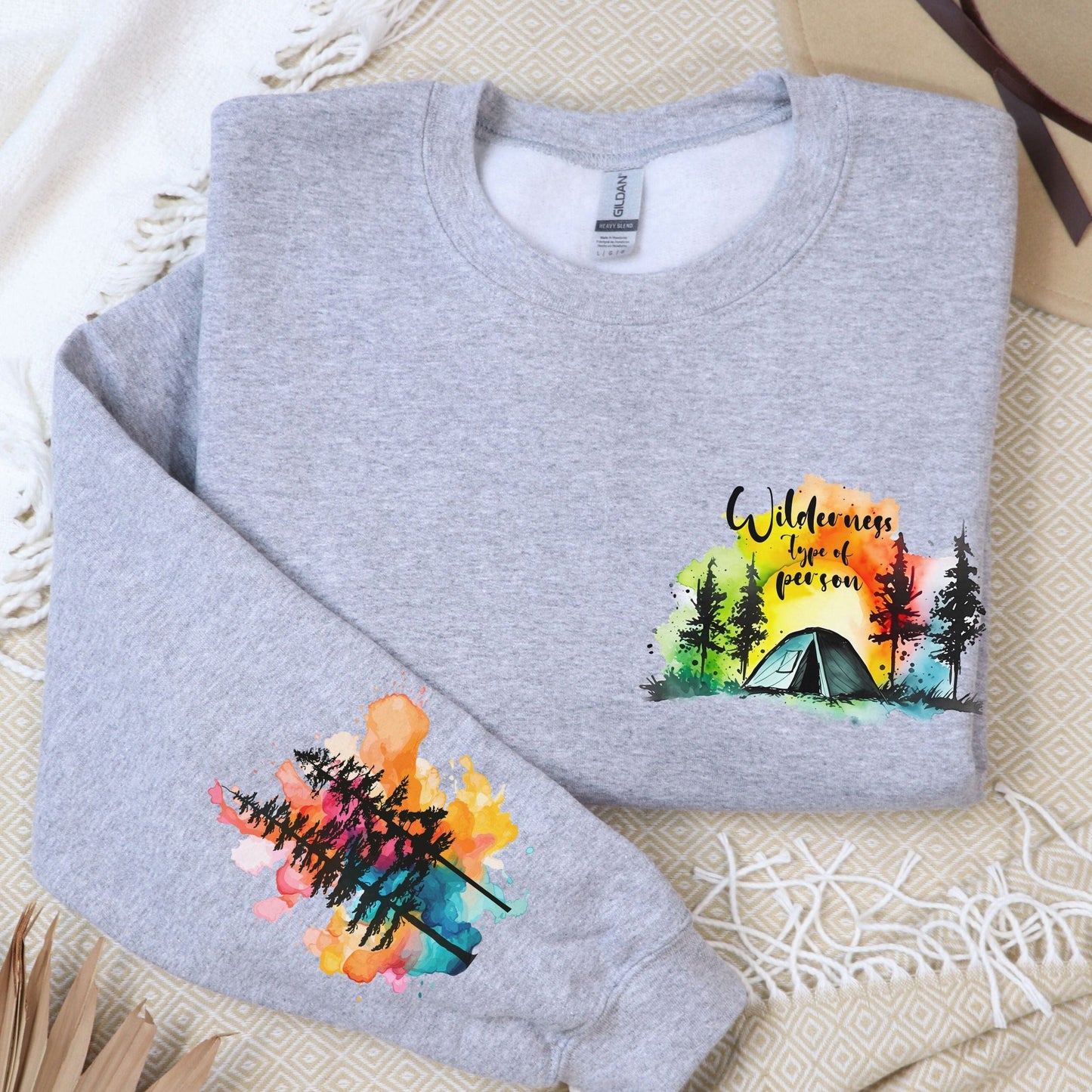 Wilderness Person, Pocket and Sleeve Design, Softstyle Sweatshirt