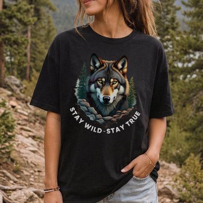 Stay Wild Stay True Wolf T-Shirt | Comfort Colors Wildlife Tee