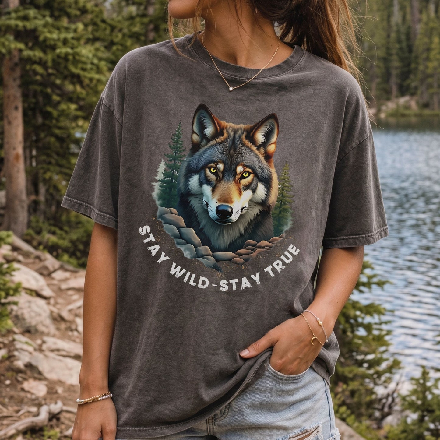 Stay Wild Stay True Wolf T-Shirt | Comfort Colors Wildlife Tee
