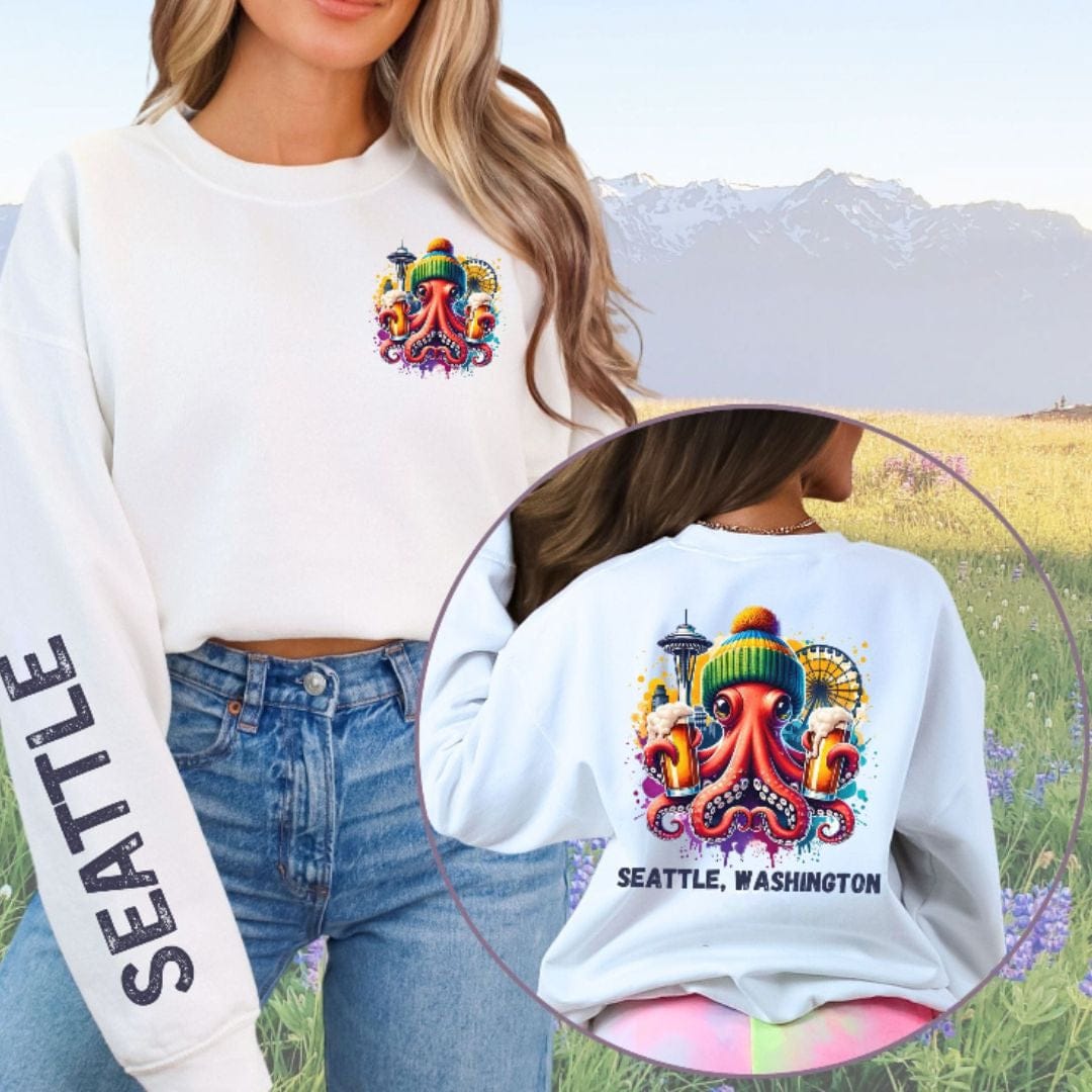 Seattle Octopus & Beer, Softstyle Sweatshirt