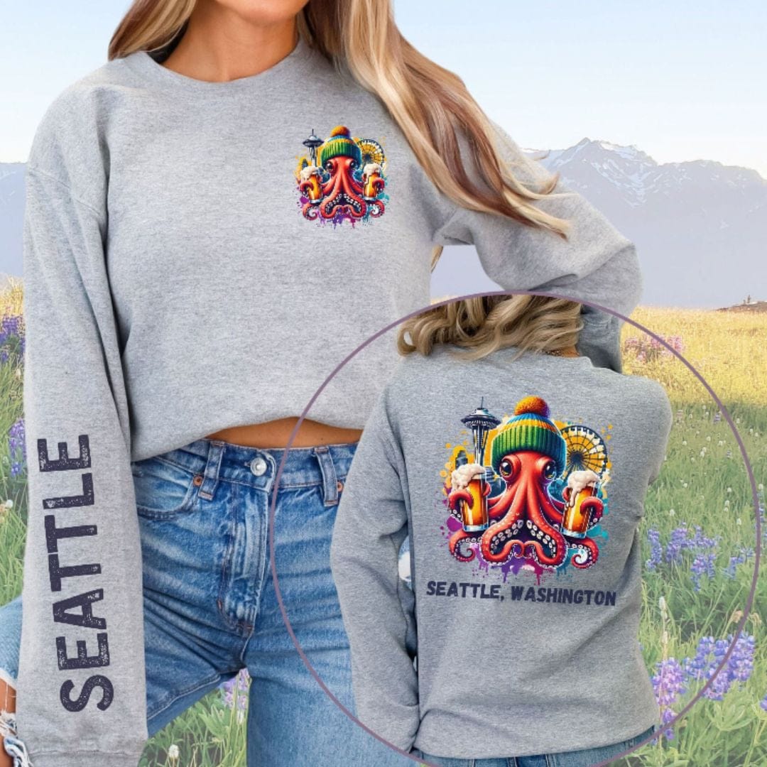 Seattle Octopus & Beer, Softstyle Sweatshirt