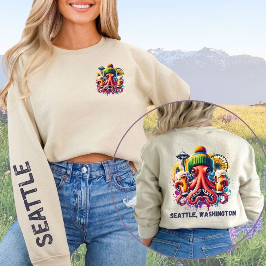 Seattle Octopus & Beer, Softstyle Sweatshirt