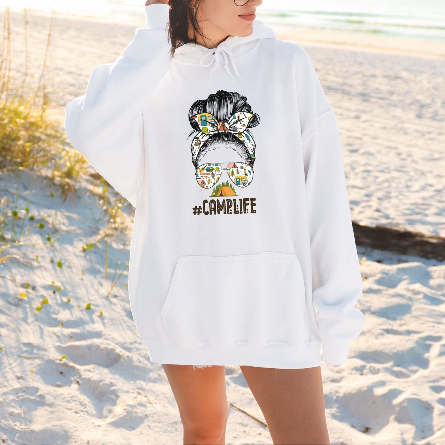 Messy Bun, Camp Life, Softstye Hoodie