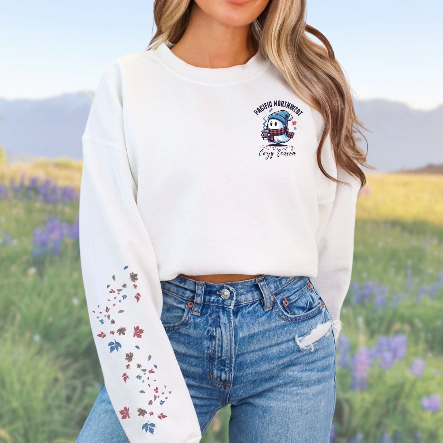 Pacific Northwest Cozy Season, Pocket Ghost, Softstyle Sweatshirt