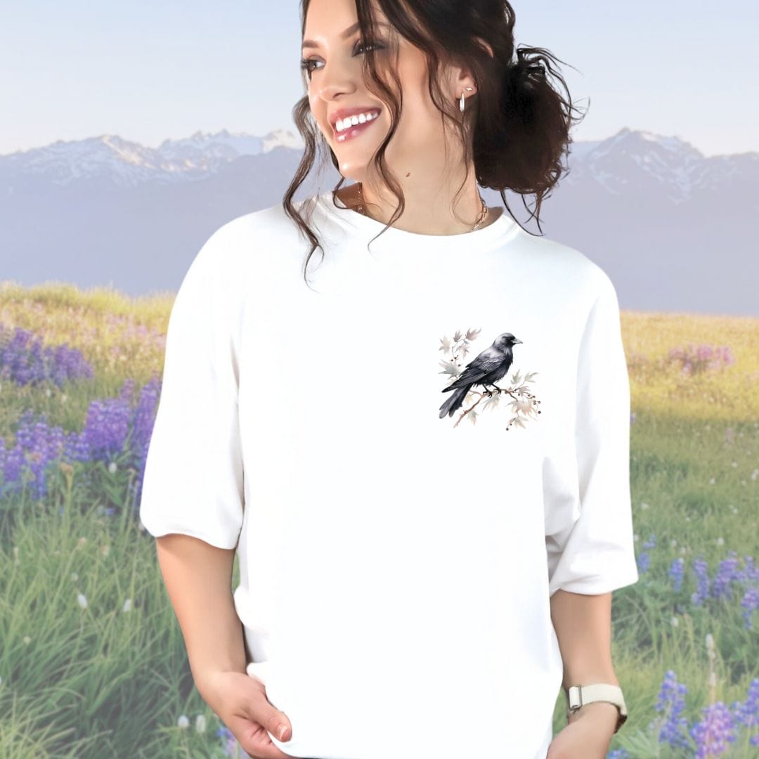 Floral Pocket Crow, Vintage Style Tee