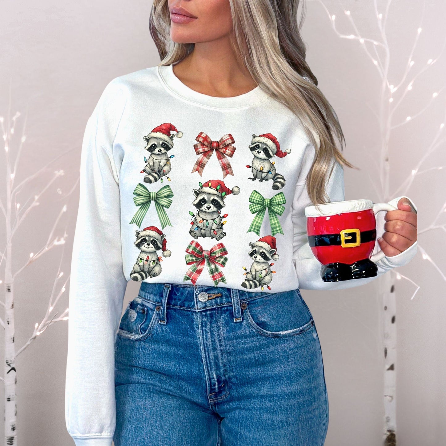 Coquette Raccoon Holiday Softstyle Sweatshirt