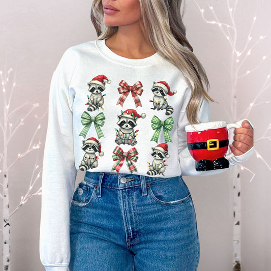 Coquette Raccoon Holiday Softstyle Sweatshirt
