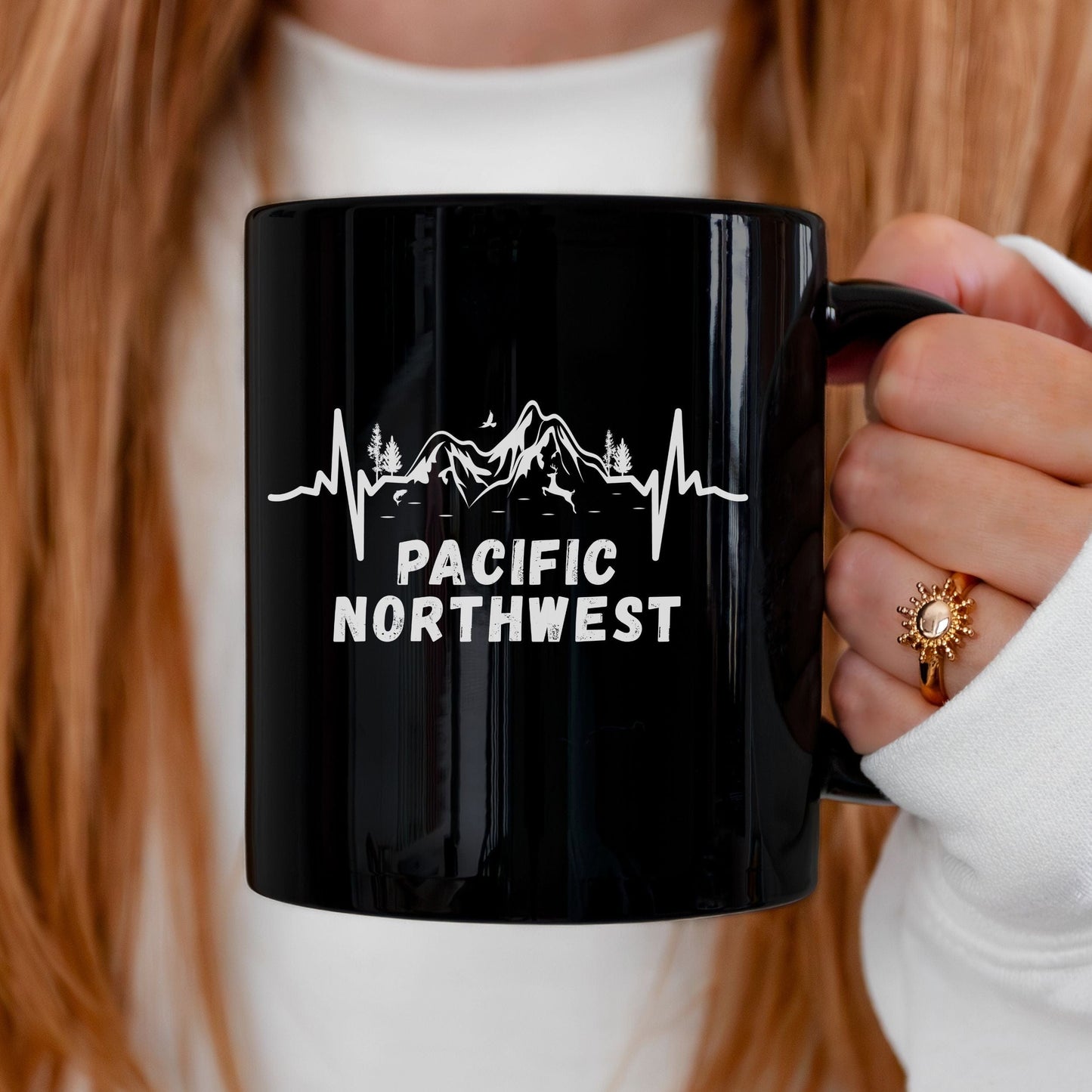 Pacific Northwest Heartbeat Black Mug