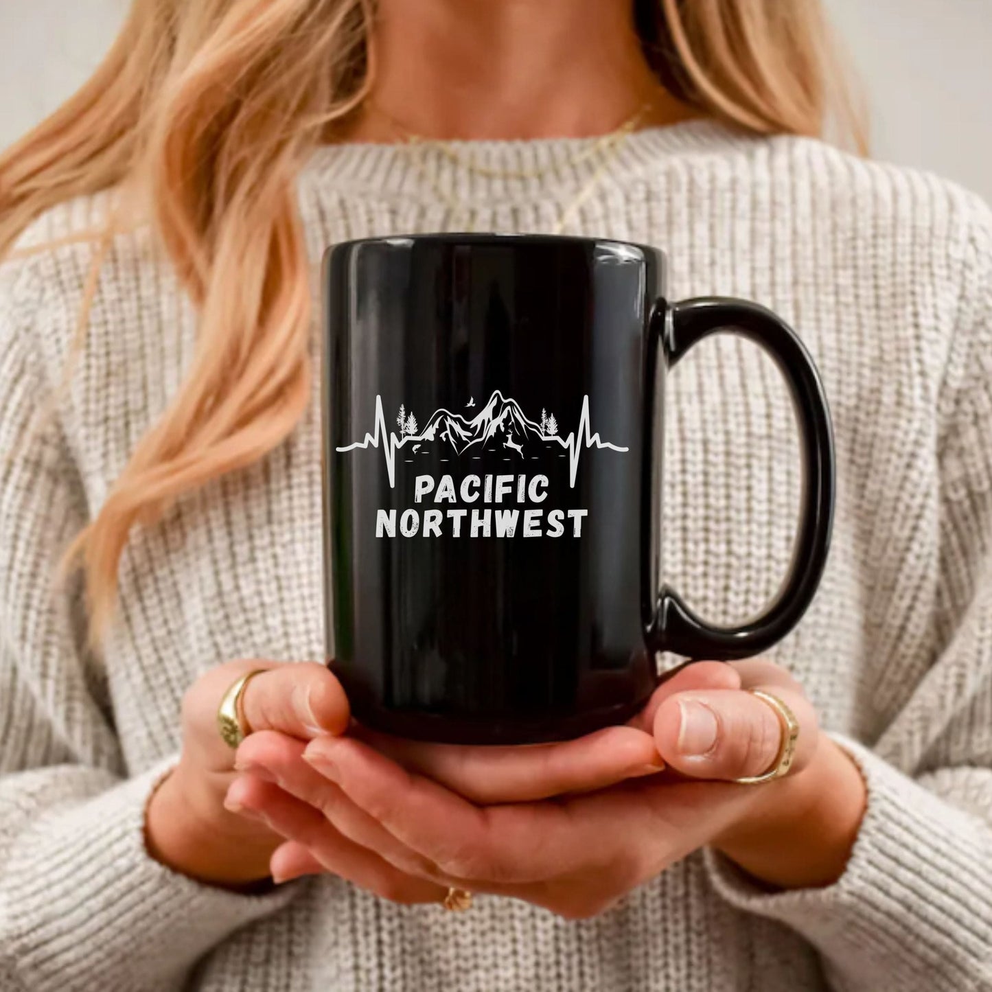 Pacific Northwest Heartbeat Black Mug