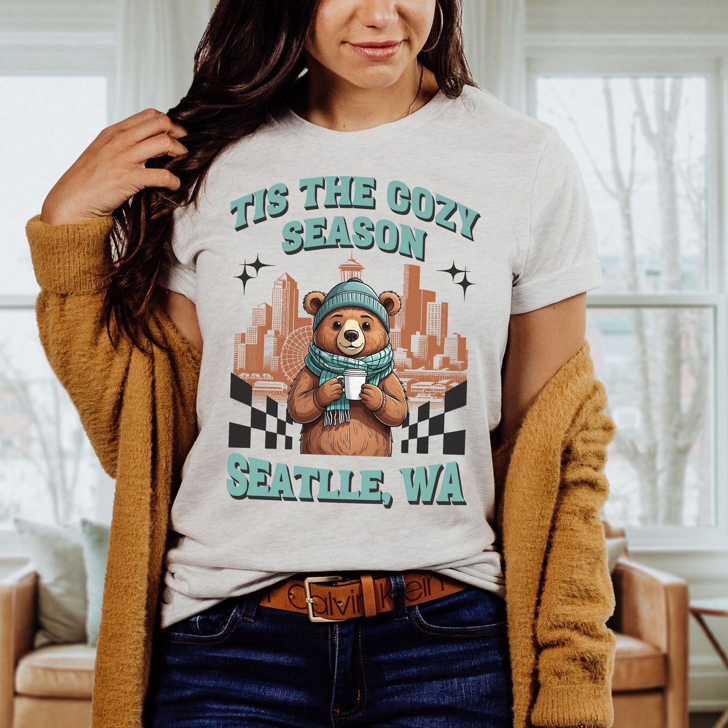 Seattle Cozy Season Bear, Softstyle Tee