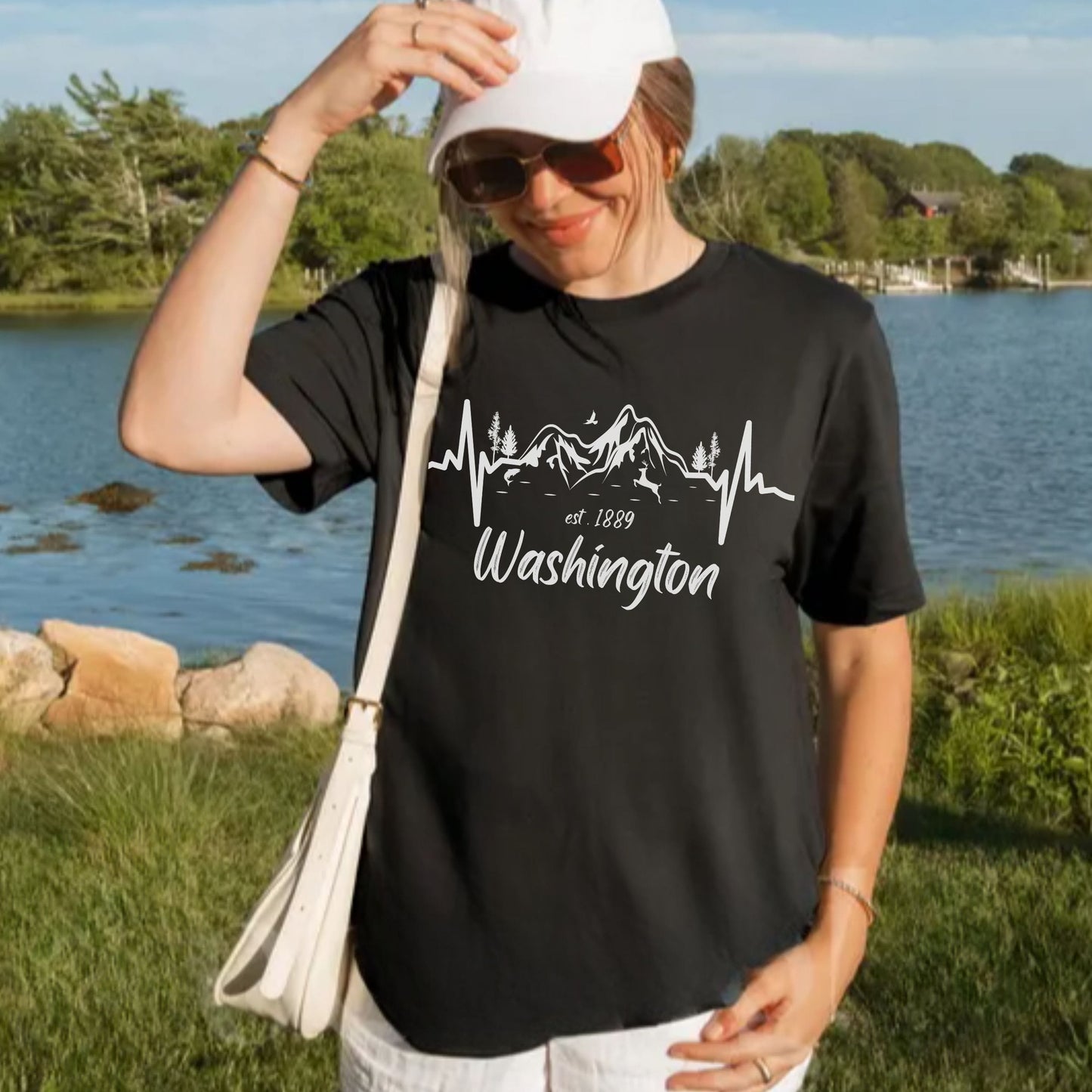 Washington Mountain Heartbeat Graphic Tee | PNW Nature Shirt