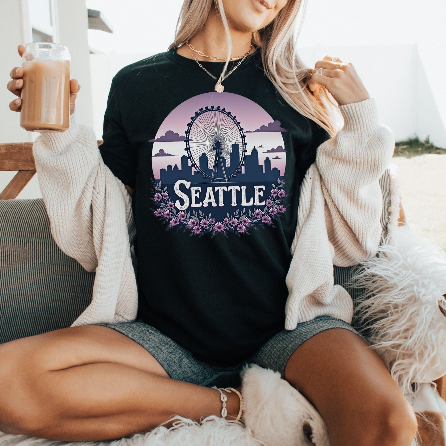 Seattle Floral Great Wheel Softstyle Tee