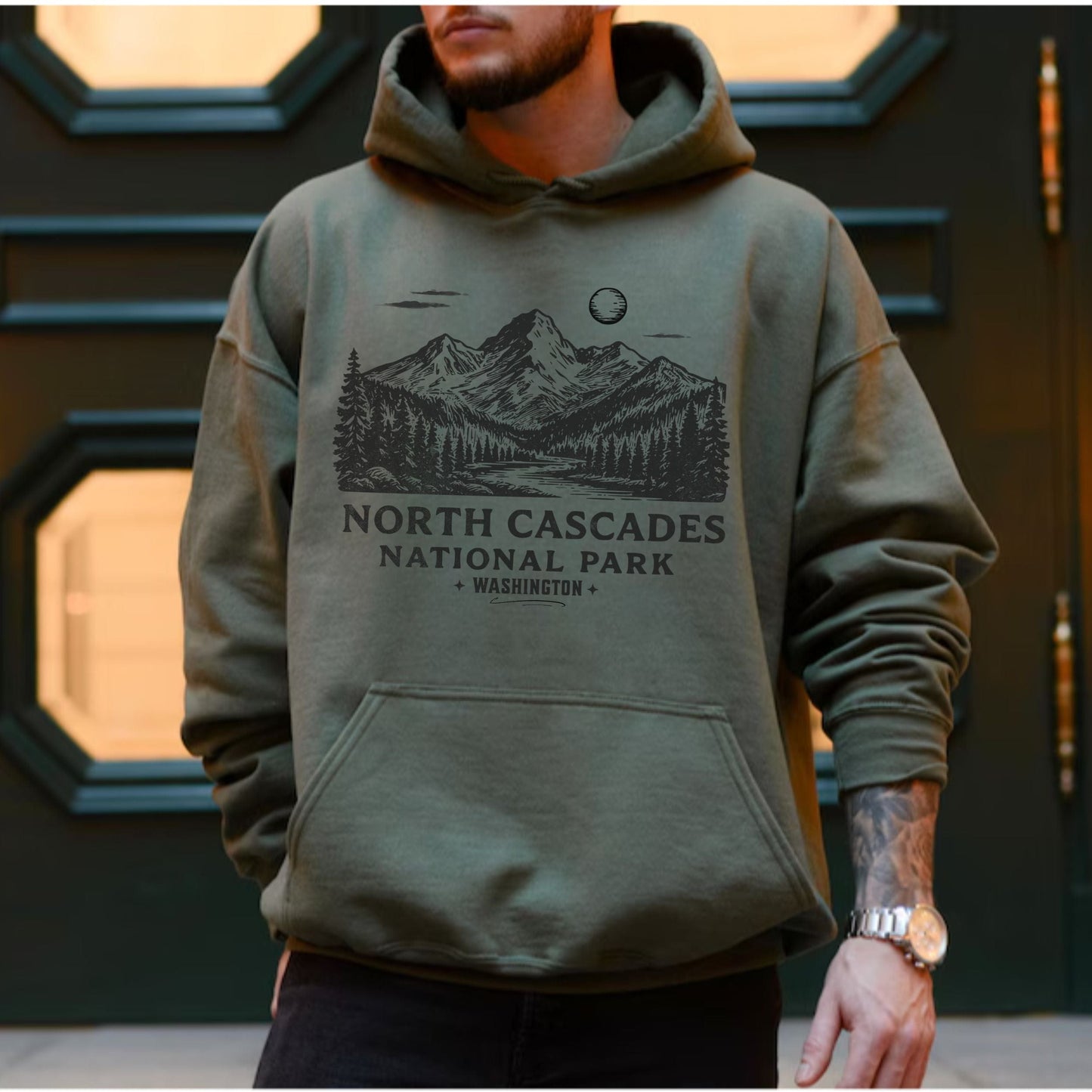 North Cascades Washington Hoodie — Adventure Lovers Softstyle Sweatshirt