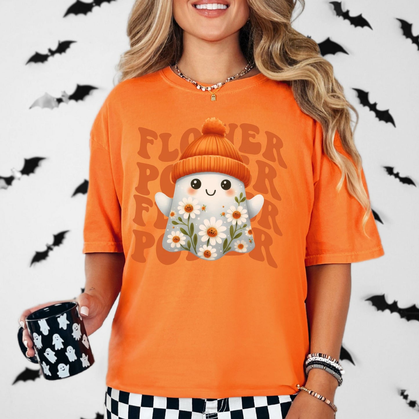Ghostly Flower Power Vintage Style Tee
