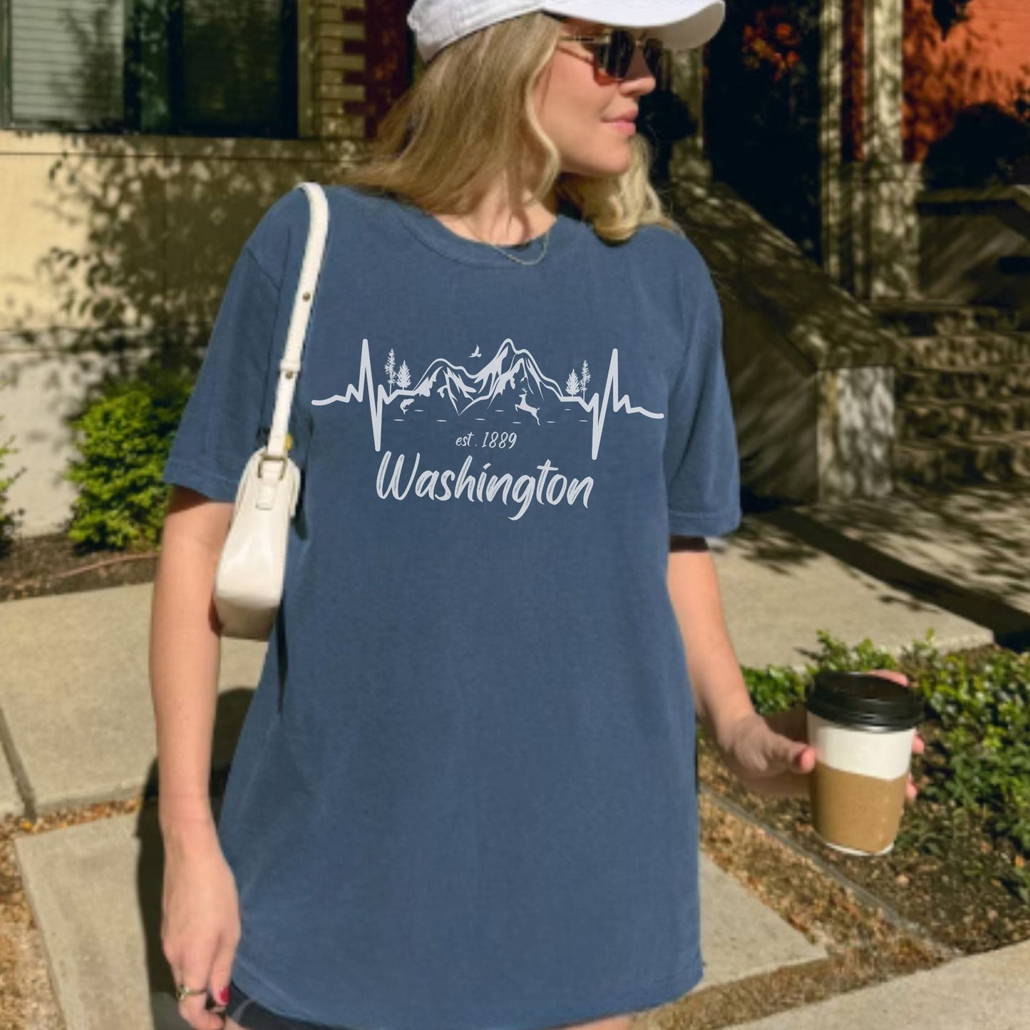 Washington Mountain Heartbeat Graphic Tee | PNW Nature Shirt