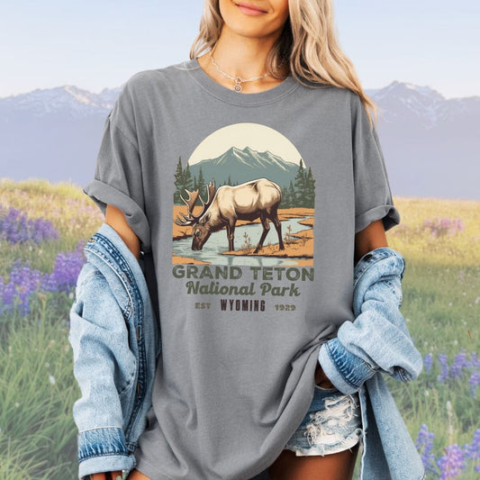 Elk of the Grand Teton NP, Vintage Style Tee