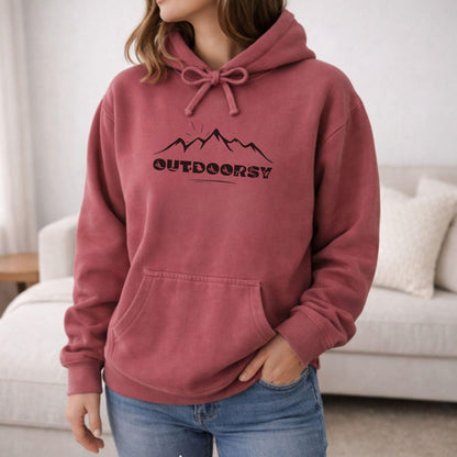Outdoorsy Mountain Hoodie | Comfort Colors Hiking & Camping Sweatshirt